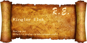 Ringler Elek névjegykártya